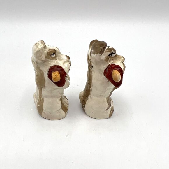 Scottie Terrier Dogs w/ Umbrella Salt & Pepper Shaker Set Japan Vintage 2.75" - Picture 5 of 10